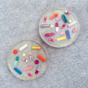 Set of 2 Pill Coasters (Resin)